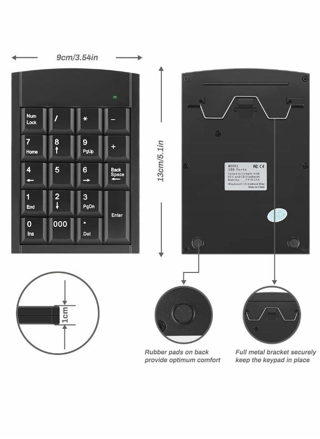 Generic - Number Pad, 19-key Portable Wired Numeric Keypad, Keyboard Extensions with Multiple Shortcuts for Laptop Desktop PC Notebook - Image 1