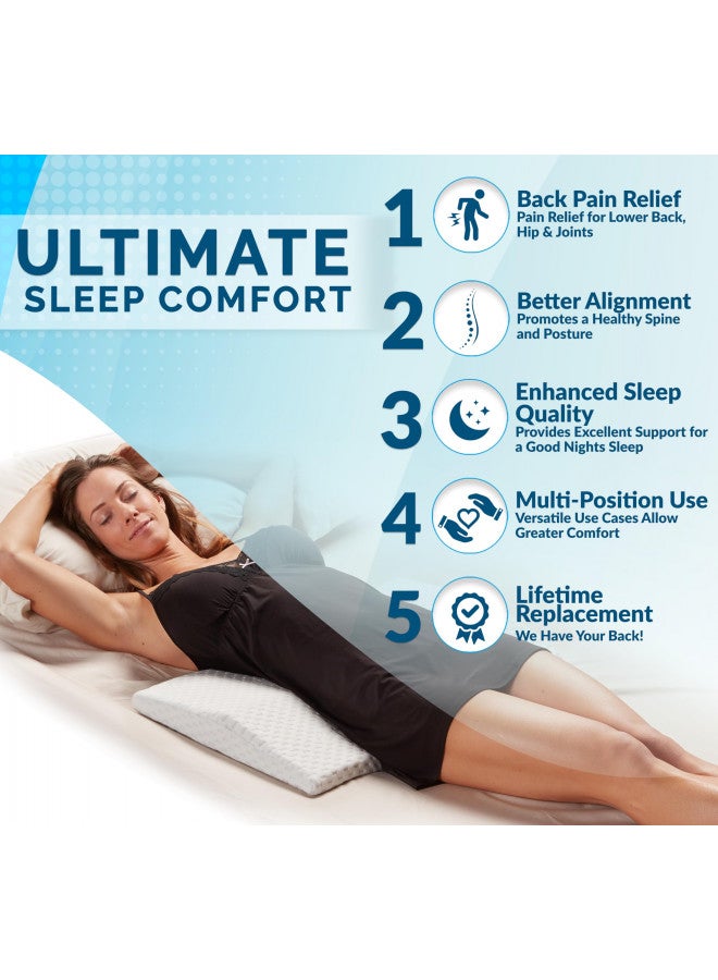 ComfiLife Lumbar Support Pillow for Sleeping Memory Foam Pillow for Back Pain Relief - Side, Back and Stomach Sleepers- Triangle Wedge Bolster Pillow - Bed Rest Pillow (White, Standard) - Image 3