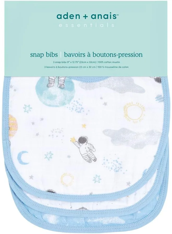 aden + anais Pack of 3 Muslin Baby Snap Bib Space Explorers