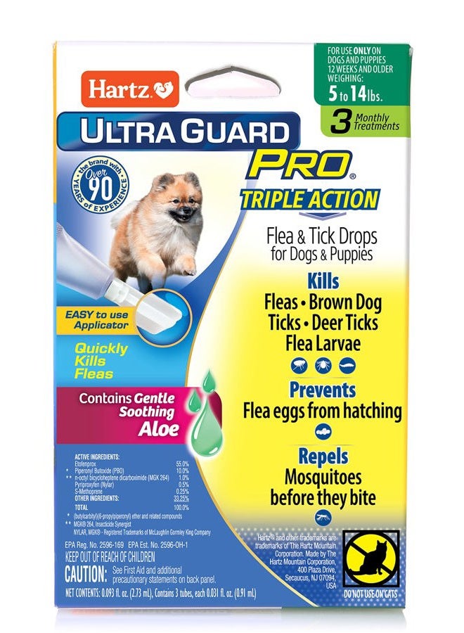 Hartz UltraGuard Pro Topical Flea & Tick Prevention for Dogs and Puppies - 5-14 lbs, 3 Monthly Treatments - Image 1
