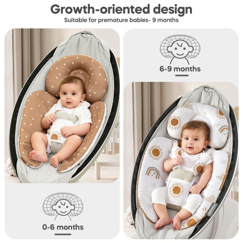 mamatepe Infant Insert Compatible with 4moms Mamaroo & Graco Swing and Infant Car Seat, Stroller, Other Baby Swing, Rocker, Bouncer, Bassinet Newborn Insert Head & Body Support Cushion, Reversible Design - Image 3