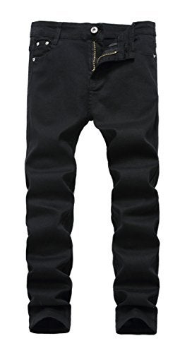 FREDD MARSHALL Boy's Black Skinny Fit Stretch Slim Straight Fashion Jeans Pants,14 Slim,Black,14 Slim - Image 1