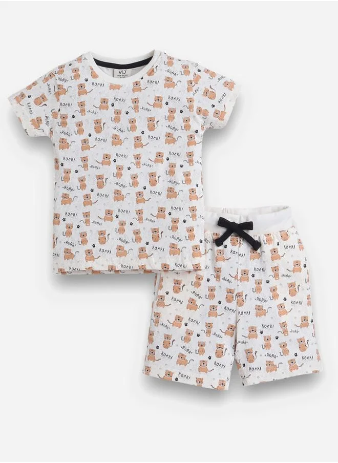 فكتور اند جين All-Over Printed Cotton T-Shirt and Shorts Set