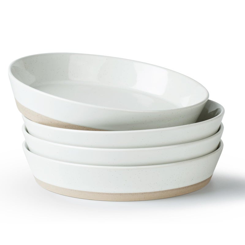famiware Saturn 4 Pieces Pasta Bowls Set 875 inch Salad Bowls Stackable Large Capacity Perfect for Your Friend for Housewarming Thanksgiving White