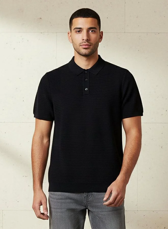 Splash FAV Men Short Sleeve Textured Polo T-shirt