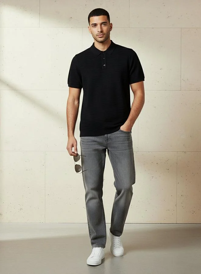 Splash FAV Men Short Sleeve Textured Polo T-shirt