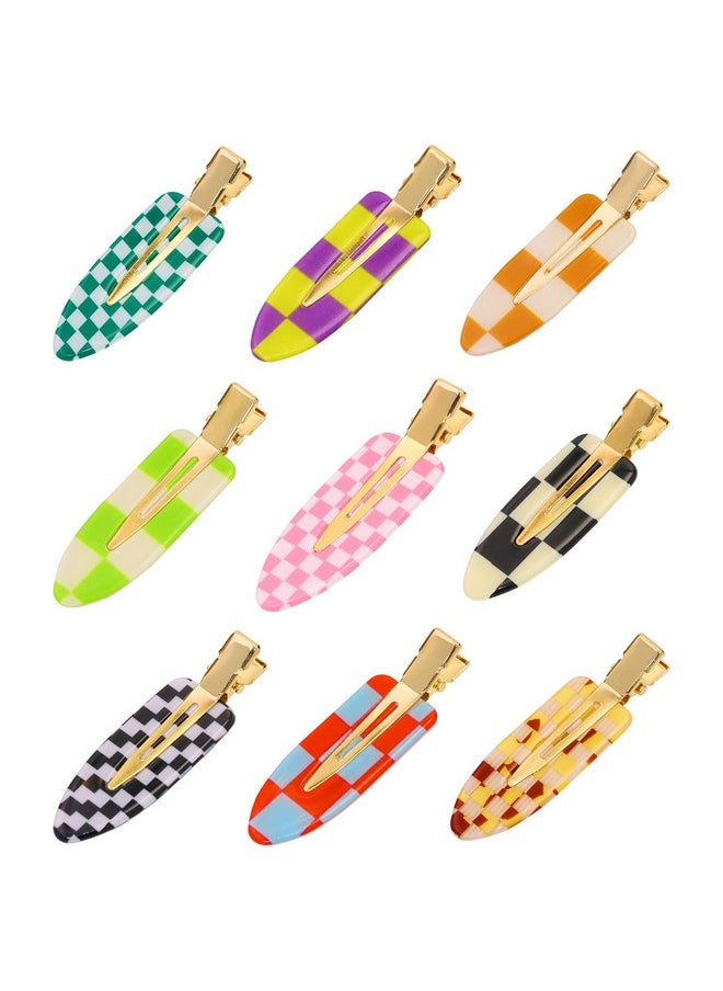 Mini Skater - 9Pcs No Bend Hair Clips 2.36" Bang Seamless Hairpin No Crease Curl Pin Clip Duckbill Hair Barrette Accessories For Women Girls Hair Styling And Makeup Applicationcheckerboard Style - Image 1