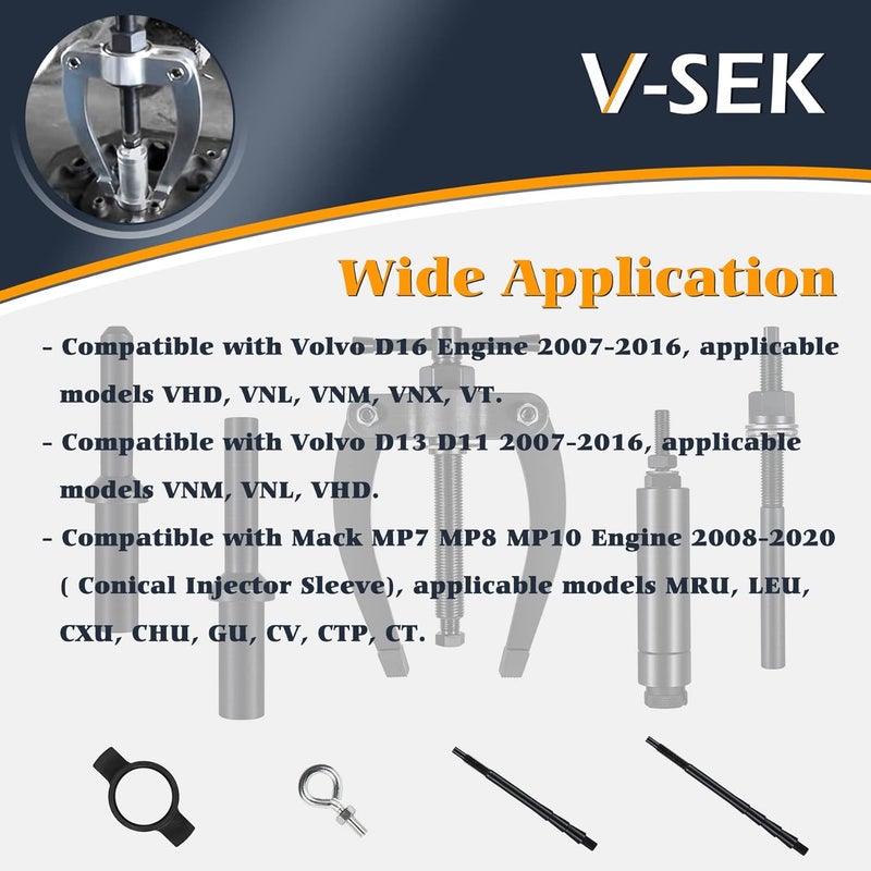 V-SEK مجموعة أدوات إزالة وتركيب أنبوب فوهة غلاف حقن V-SEK لمحركات فولفو D11 D13 D16 FM12 - Image 3