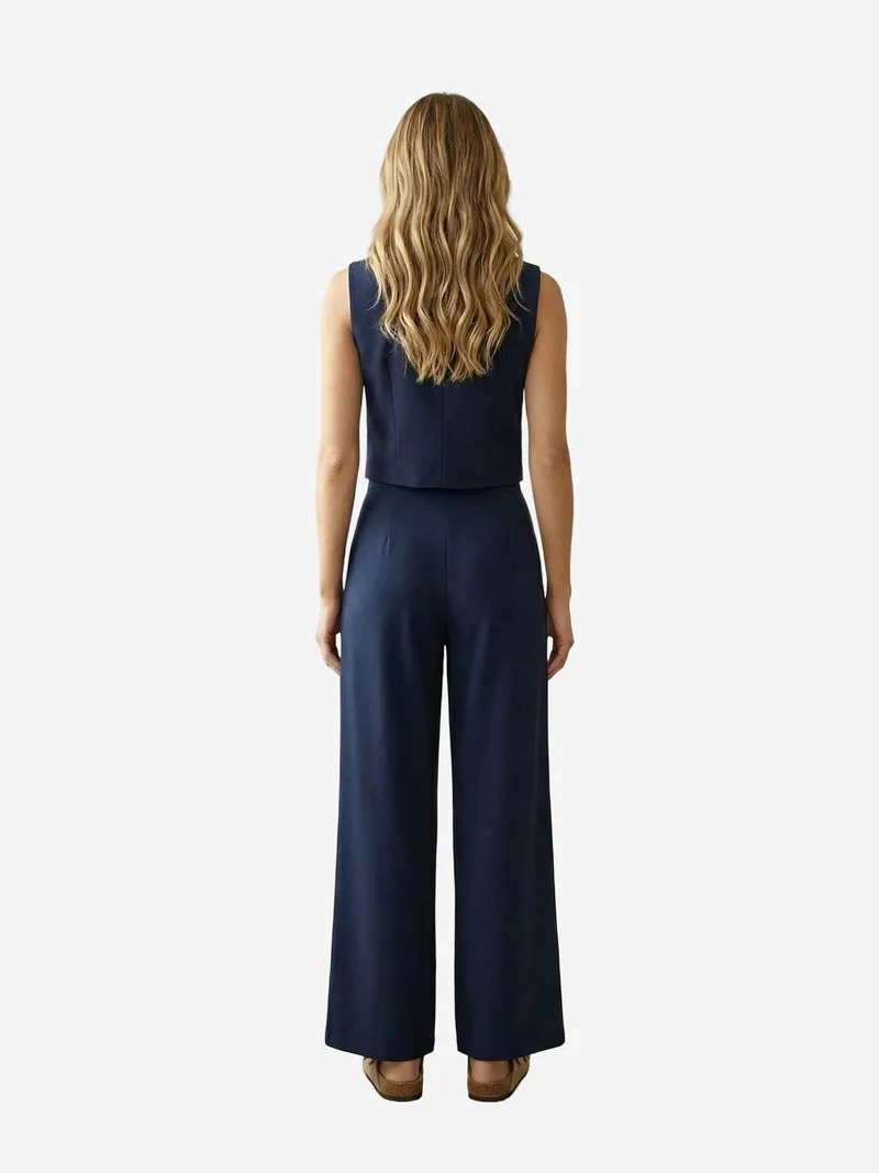 ماي فاشن MY FASHION High Waist Wide Leg Two-Piece Co-ord Set