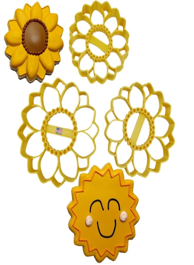 Heart's Treasure قوالب تقطيع بسكويت على شكل زهرة عباد الشمس، بتفاصيل دقيقة، مناسبة لفصل الصيف، بأحجام صغيرة ومتوسطة وكبيرة، مثالية لحفلات التخرج، وحفلات الزفاف، وحفلات استقبال المولود، واحتفالات عيد الأم (عبوة من 3 قطع). - Image 1