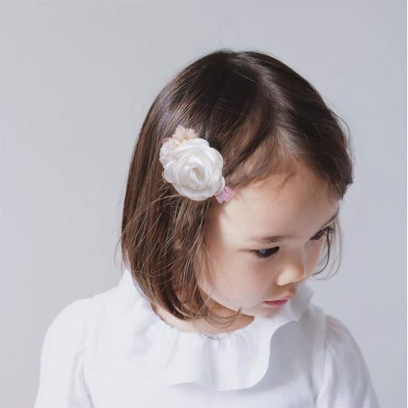mligril Baby Girls Flower Hair Clips-3pcs Floral Hair Bows Alligator Barrettes for Infant Toddler - Image 3