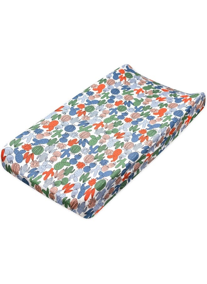 HonestBaby HonestBaby Organic Cotton Changing Pad Cover, Cactus, One Size  - Image 1