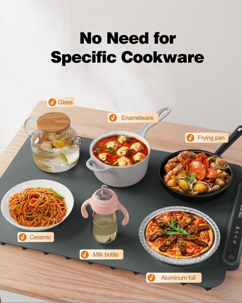 itrusou Food Warming Mat, Electric Warming Tray Full Surface Heating to Keep Food Warm or Thawing, Versatile Food Warmer with 3 Temperature Setting for Parties Buffets Gatherings Holidays Daily Use - Image 5