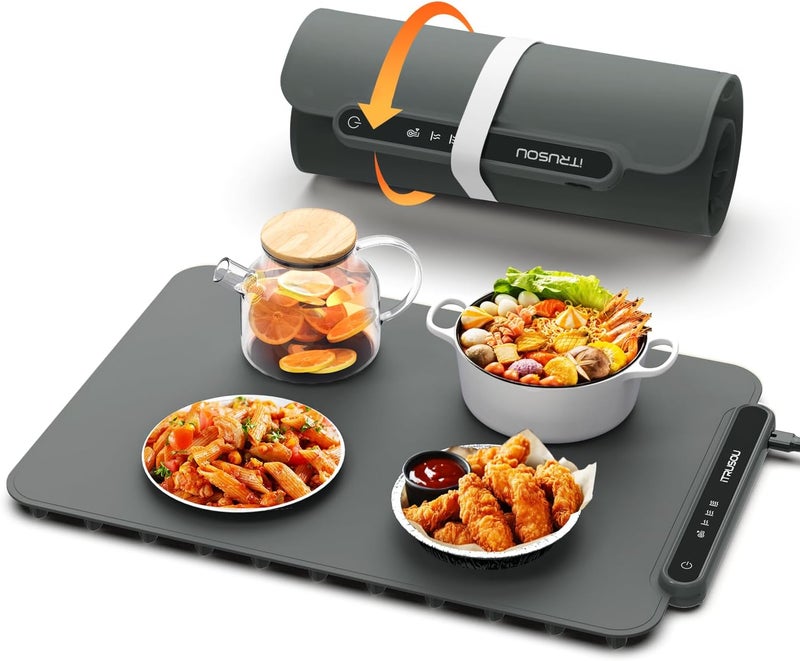 itrusou Food Warming Mat, Electric Warming Tray Full Surface Heating to Keep Food Warm or Thawing, Versatile Food Warmer with 3 Temperature Setting for Parties Buffets Gatherings Holidays Daily Use - Image 1