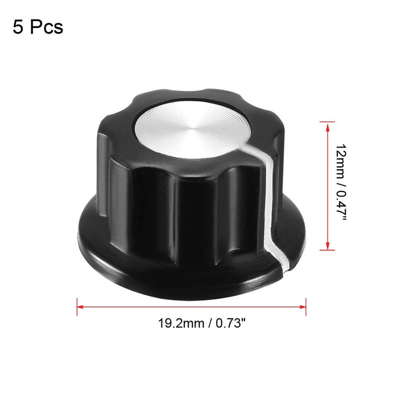 uxcell 5 قطع زر التحكم في مكبر الصوت زر مكبر الصوت الأسود 19 مم قطر أزرار دوارة لعمود 6.4 مم مع برغي تثبيت - Image 2