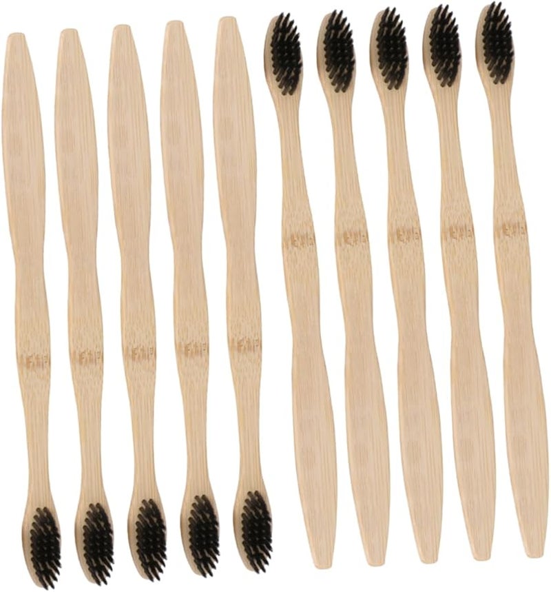 Black Bamboo Toothbrush Kit With Natural Bristles Travel Size Personal Care 1 Count - Image 2