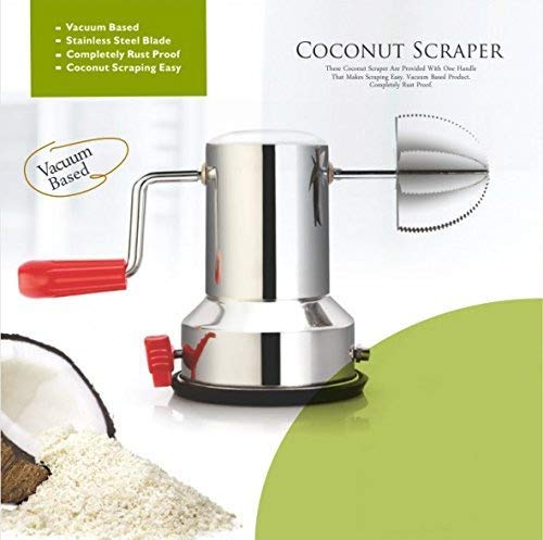 Sp enterprise Yadnesh Coconut Scraper Peeler Grater Coconut Grater Scraper Shredder Hand Operated Rotating Kitchen Coconut Scraper Peeler/Shredder With Vacuum Base, Stainless Steel Grater For Kitchen 9 Inch  - Image 2