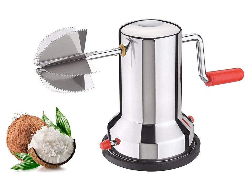 Sp enterprise Yadnesh Coconut Scraper Peeler Grater Coconut Grater Scraper Shredder Hand Operated Rotating Kitchen Coconut Scraper Peeler/Shredder With Vacuum Base, Stainless Steel Grater For Kitchen 9 Inch  - Image 1