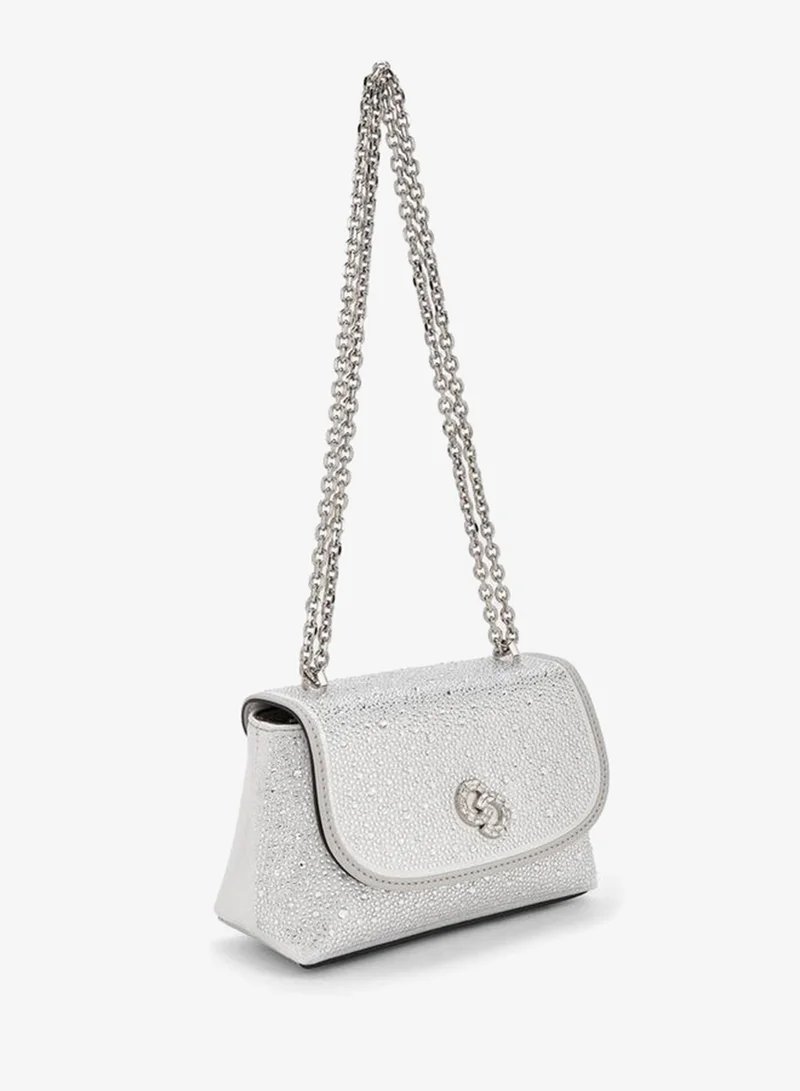 Celeste SILVER Embellished Crossbody Bag With Chain Strap for Women | Best Price UAE