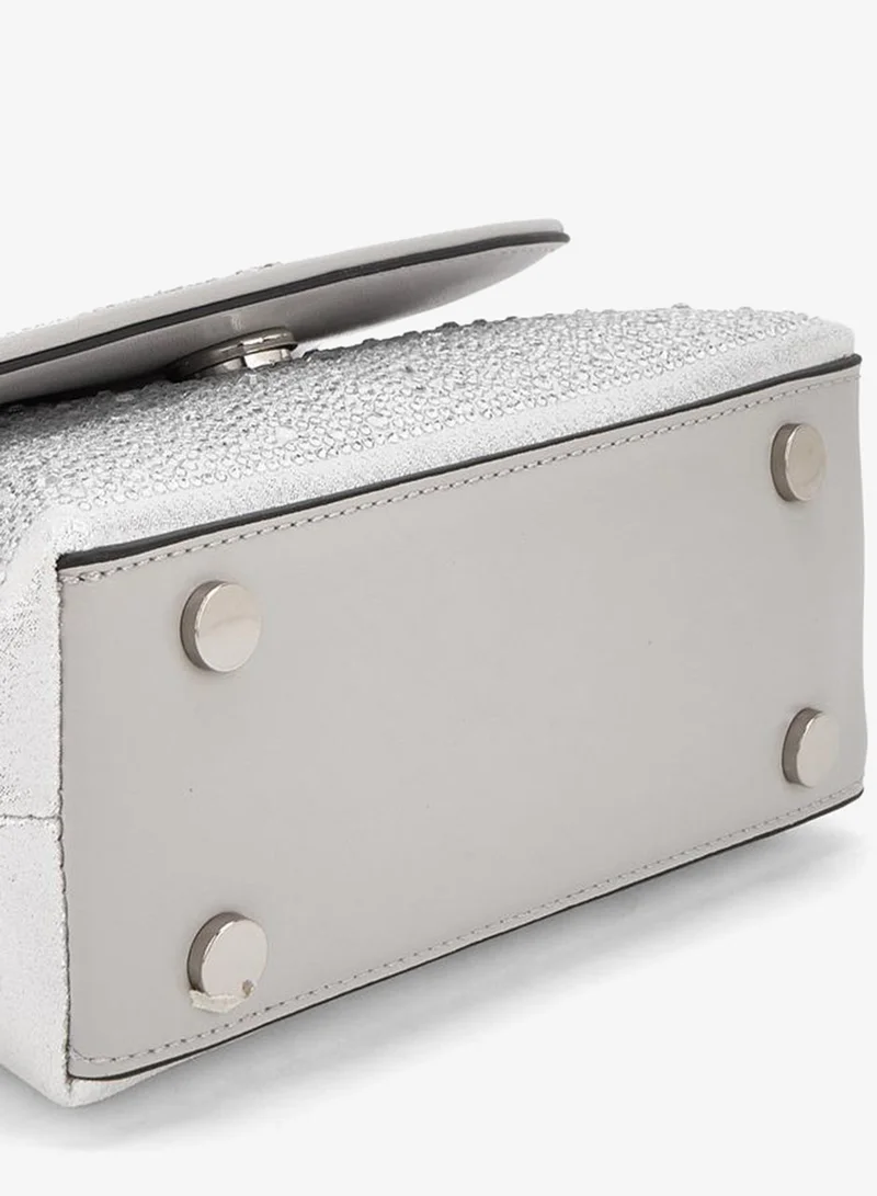 Celeste SILVER Embellished Crossbody Bag With Chain Strap for Women | Best Price UAE