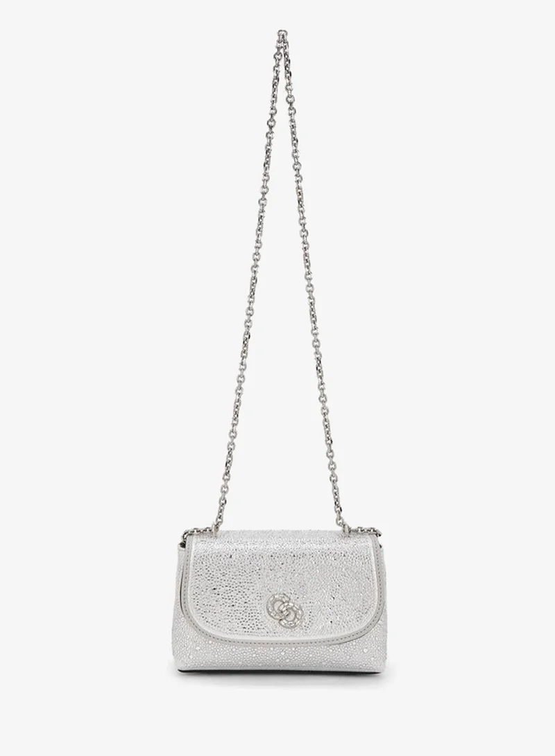 Celeste SILVER Embellished Crossbody Bag With Chain Strap for Women | Best Price UAE