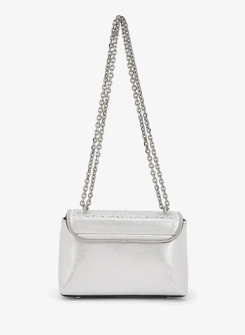 Celeste SILVER Embellished Crossbody Bag With Chain Strap for Women | Best Price UAE