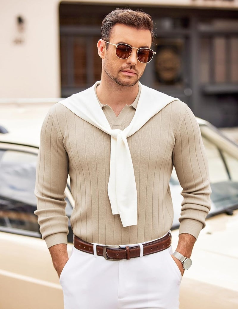 NORTHWIND Men's Cotton Full Sleeve Collar Polo Sweater for Man Rib Knitted Sweaters for Men Winter Pullover Sweater for Men (in, Alpha, M, Coco) - Image 4