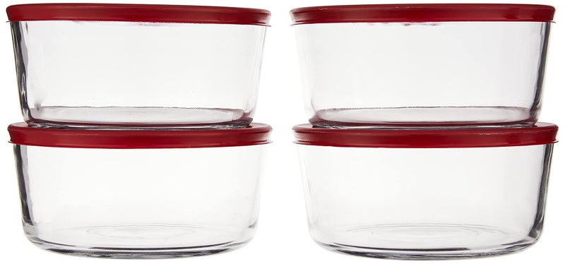 Anchor Hocking 7-Cup Round Food Storage Containers with Red Plastic Lids  Set of 4 - Image 2
