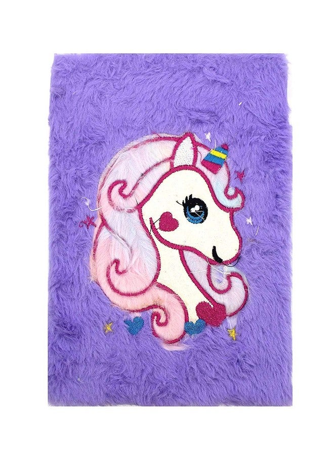 Neel® 1pcs Fur Diary for Girls Personal A6 Size Diary Unicorn Furry Diary for Girls Cute Soft Unicorn Fur Notebook with Ruled Page Approx. 180 Pages Soft Cute Fur Cover Diary for Girls (UNICORN small DIARY) - Image 4