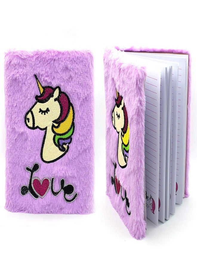 Neel® 1pcs Fur Diary for Girls Personal A6 Size Diary Unicorn Furry Diary for Girls Cute Soft Unicorn Fur Notebook with Ruled Page Approx. 180 Pages Soft Cute Fur Cover Diary for Girls (UNICORN small DIARY) - Image 3