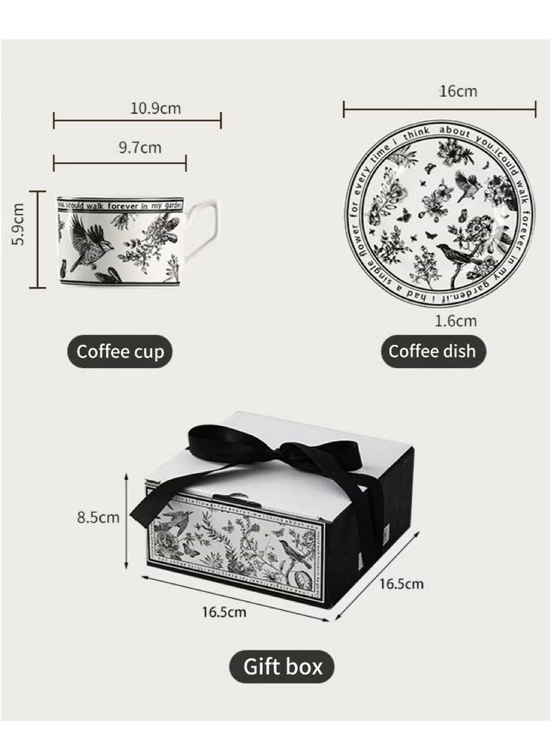 Ceramic Coffee Cup and Saucer Set, Vintage Floral Design Porcelain Coffee Cup and Saucer with Gift Box, Hand Crafted Flower Shaped Coffee Cup for Home Office,250 ML Capacity  - Image 2