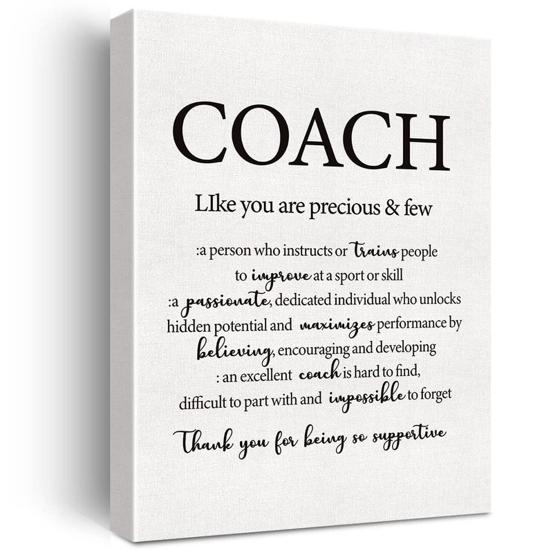 Inspirational Coach Canvas Wall Art Coach Appreciation Canvas Print Coach Thank You Painting Home Office Wall Decor Framed Retirement Gift 12x15 Inch