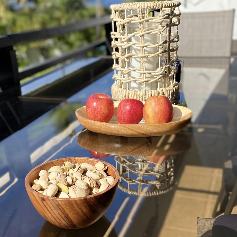WRIGHTMART Acacia Wood Bowls Set of 4 Small 5 Diameter x 25 Tall Handmade for Serving Dips Sauces and Small Salads Rustic Natural Design Decorative Bowls for Kitchen or Dining Table - Image 2