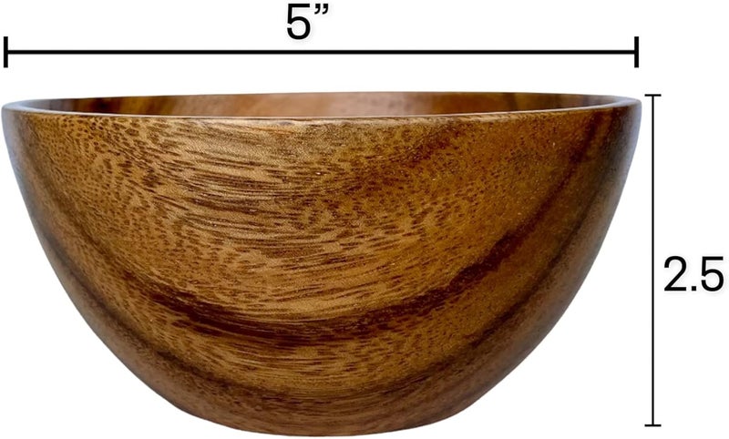 WRIGHTMART Acacia Wood Bowls Set of 4 Small 5 Diameter x 25 Tall Handmade for Serving Dips Sauces and Small Salads Rustic Natural Design Decorative Bowls for Kitchen or Dining Table - Image 5
