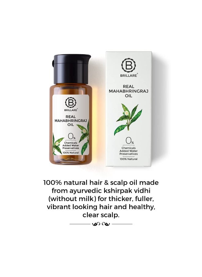 BRILLARE Real Mahabhringraj Oil with 14 Traditional Herbs, 100% Natural, Cold Pressed Oil, Makes Healthy & Flake-Free Scalp  - Image 2