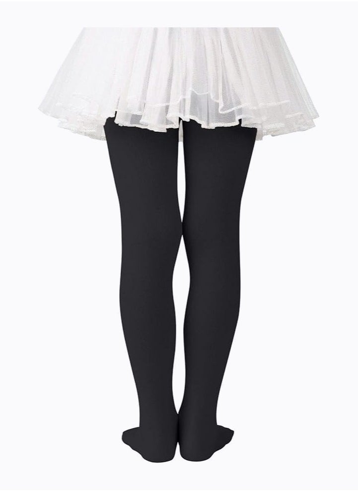 Perfectory School Uniform Tights for Girls Ballet Dance Footed Tight Ultra Soft-Black  - Image 3