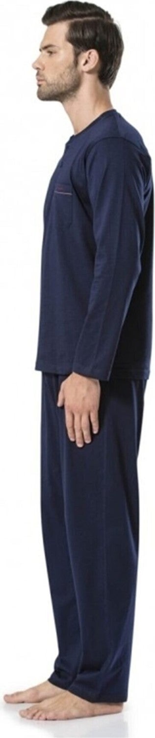 pierre cardin 5454 Men's Long Sleeve Pajamas Set-Navy Blue  - Image 2