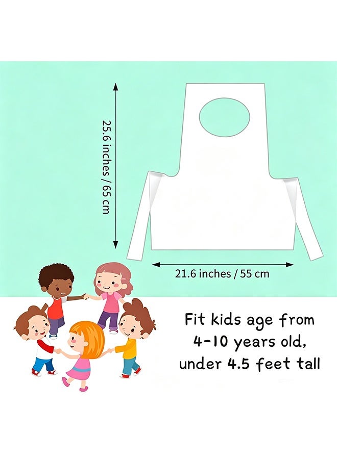 GD 50 Pcs Kids Disposable Plastic Aprons Waterproof Children Painting Aprons - Individually Wrapped Single Use Aprons for Preschool Art Class, DIY Painting, Baking Party (Clear) - Image 2