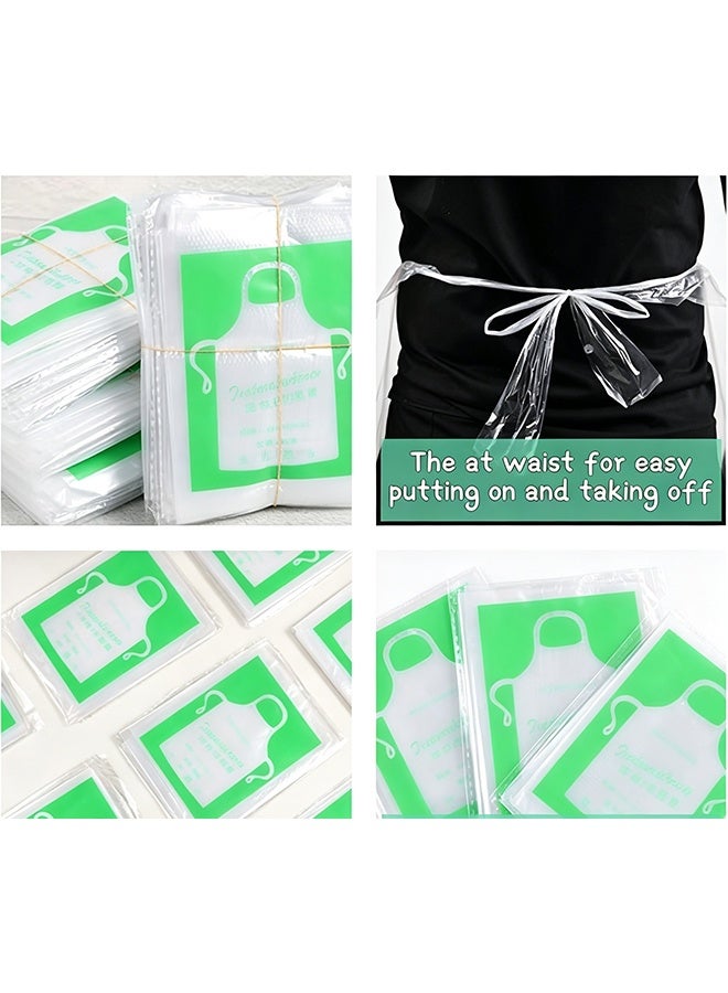 GD 50 Pcs Kids Disposable Plastic Aprons Waterproof Children Painting Aprons - Individually Wrapped Single Use Aprons for Preschool Art Class, DIY Painting, Baking Party (Clear) - Image 4