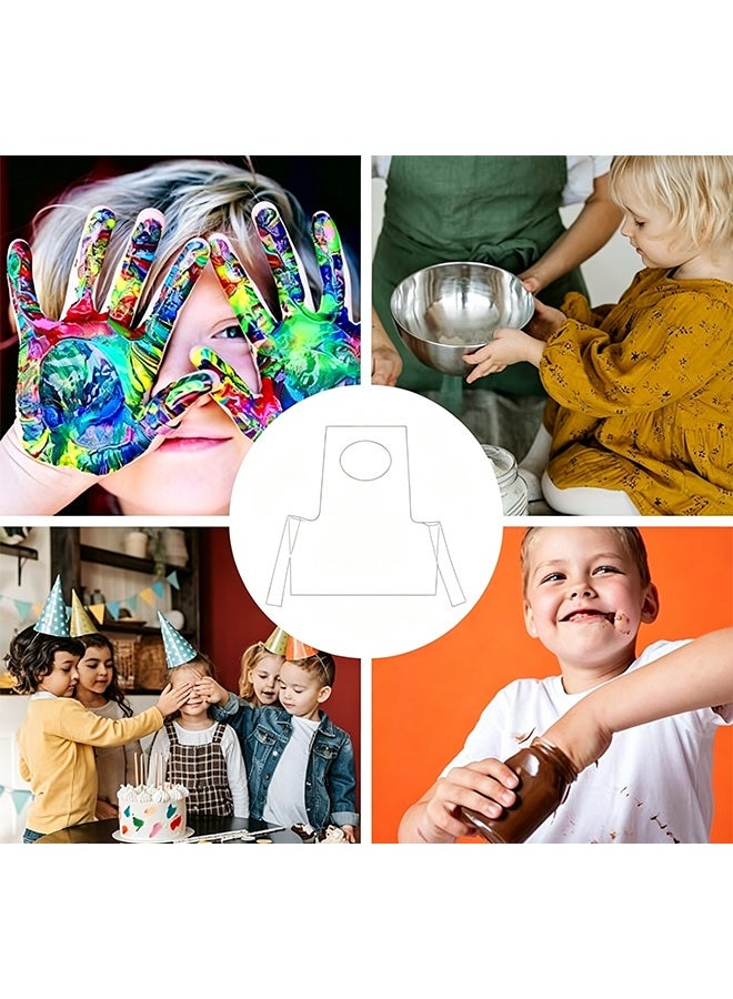 GD 50 Pcs Kids Disposable Plastic Aprons Waterproof Children Painting Aprons - Individually Wrapped Single Use Aprons for Preschool Art Class, DIY Painting, Baking Party (Clear) - Image 5