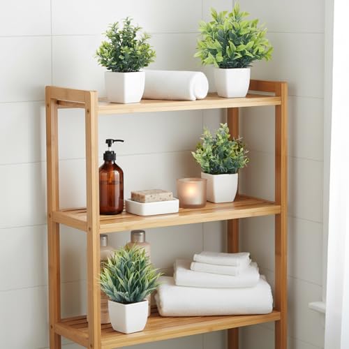 CEWOR Fake Plants 4 Packs Small Artificial Greenery Mini White Potted Plants Bathroom Accessories Decorations for Desk Bathroom Office Home Room Kitchen Table Indoor - Image 4
