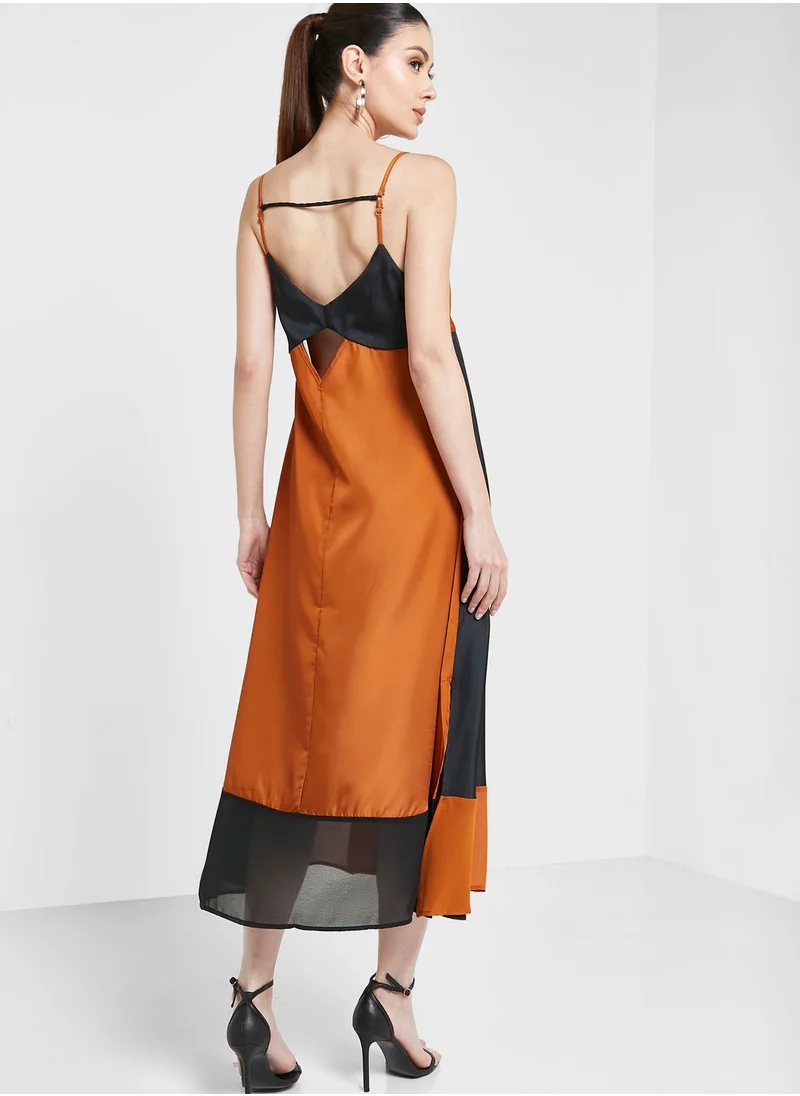 French Connection Strappy Colorblock Knitted  Dress