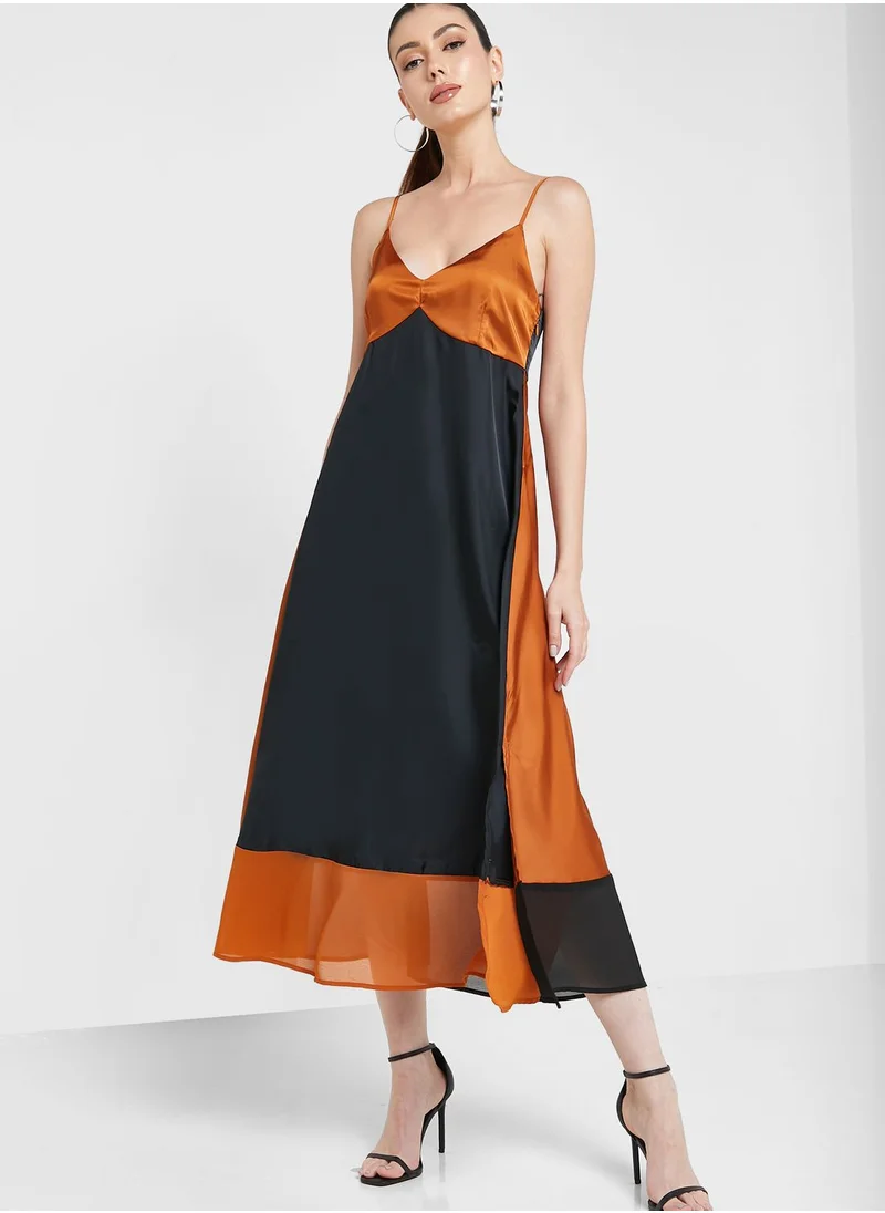 French Connection Strappy Colorblock Knitted  Dress