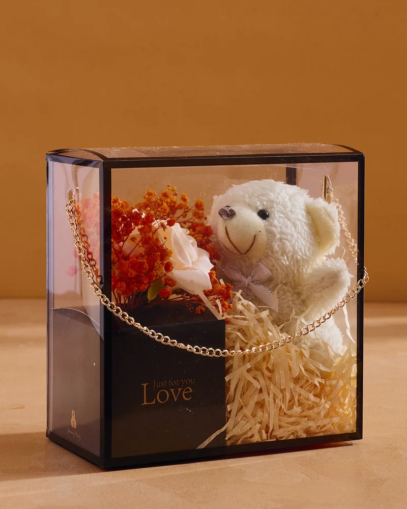 REDTAG Artifical Flower With Teddy Gift Box (2 Piece)