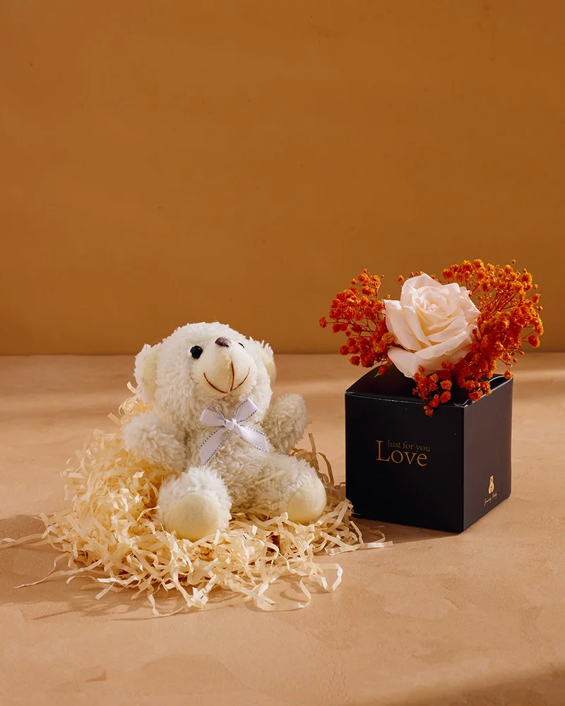 REDTAG Artifical Flower With Teddy Gift Box (2 Piece)
