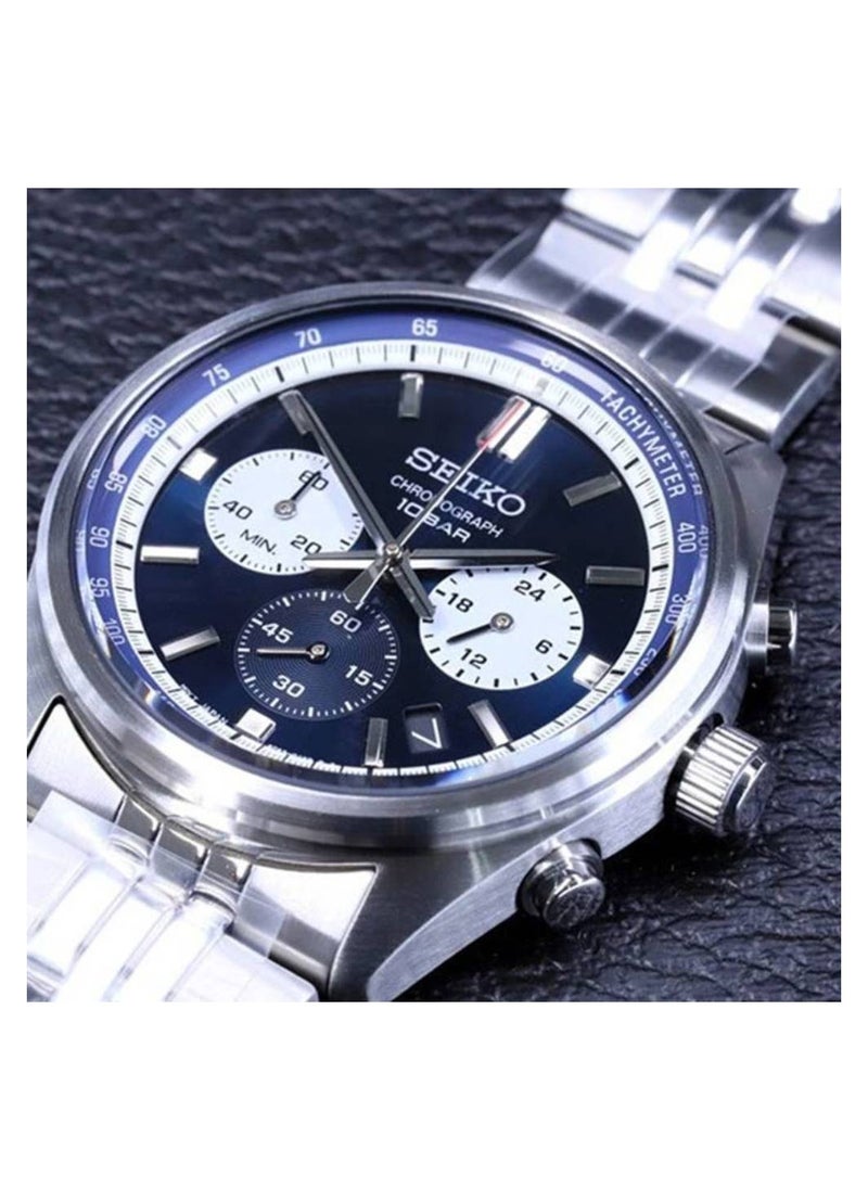 Seiko - Chronograph Quartz Blue Dial Stainless Steel Men's Watch SSB427P1 - Image 1