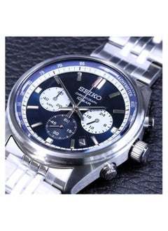 Seiko ساعة كرونوغراف كوارتز بمينا أزرق ستانلس ستيل للرجال SSB427P1  - Image 4