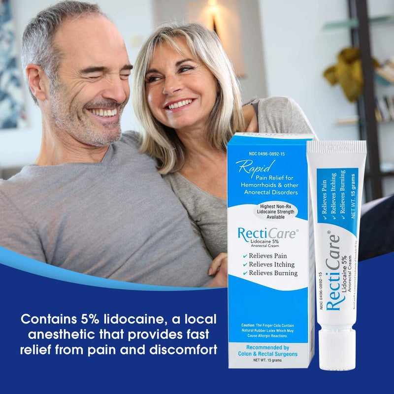 Recticare Anorectal Lidocaine 5% Cream: Treatment for Hemorrhoids & Other Anorectal Disorders - 15g Tube - Image 5