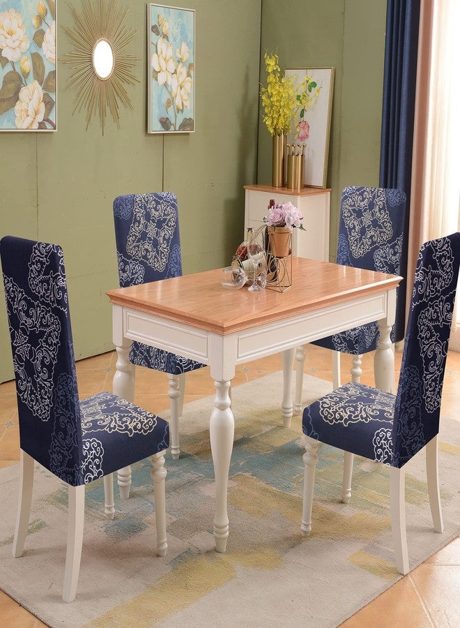 Sufdari Dining Chair Covers,Kitchen Chair Cover,Parsons Chair Slipcover,Spandex Chair Protectors for Dining Room Stretch Chairs Cover Set of 4 -Blue Geometric - Image 2