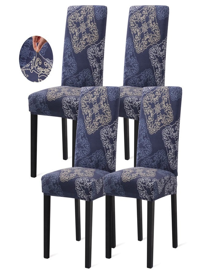 Sufdari Dining Chair Covers,Kitchen Chair Cover,Parsons Chair Slipcover,Spandex Chair Protectors for Dining Room Stretch Chairs Cover Set of 4 -Blue Geometric - Image 1
